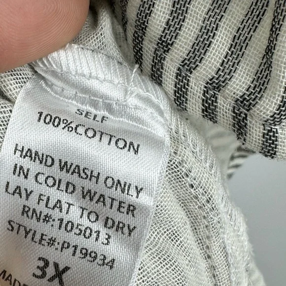 Savanna Jane Floral Embroidered Cotton Boxy Relaxed Striped Pullover Top Size 3X - Picture 7 of 8